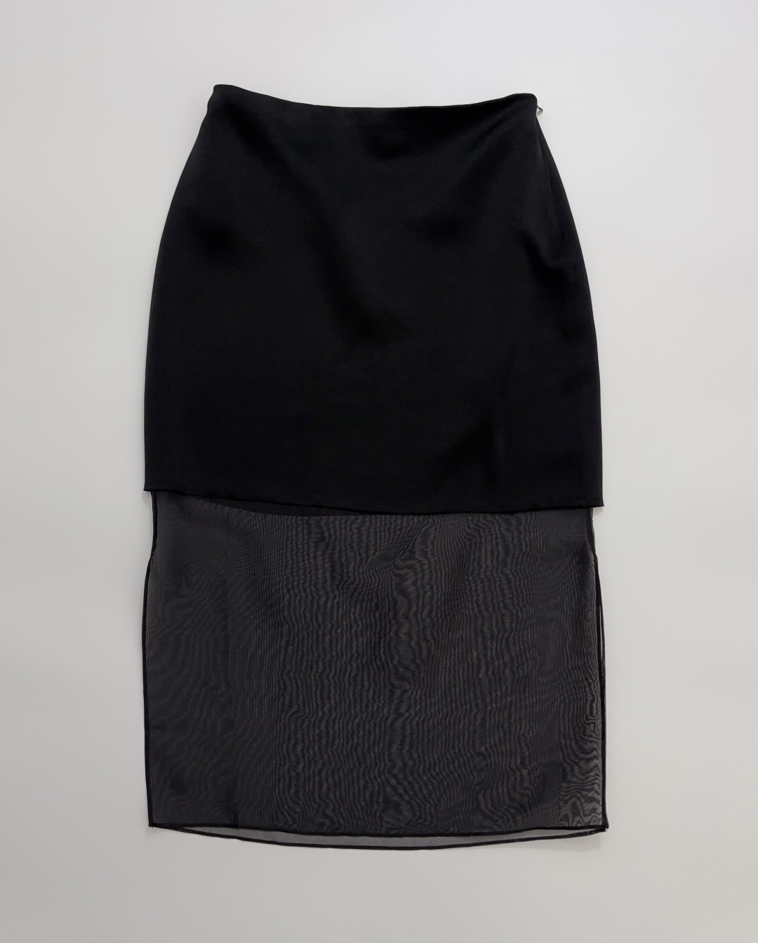 Khaite Paneled Double-Layer Faux Two-Piece Acetate Straight Skirt