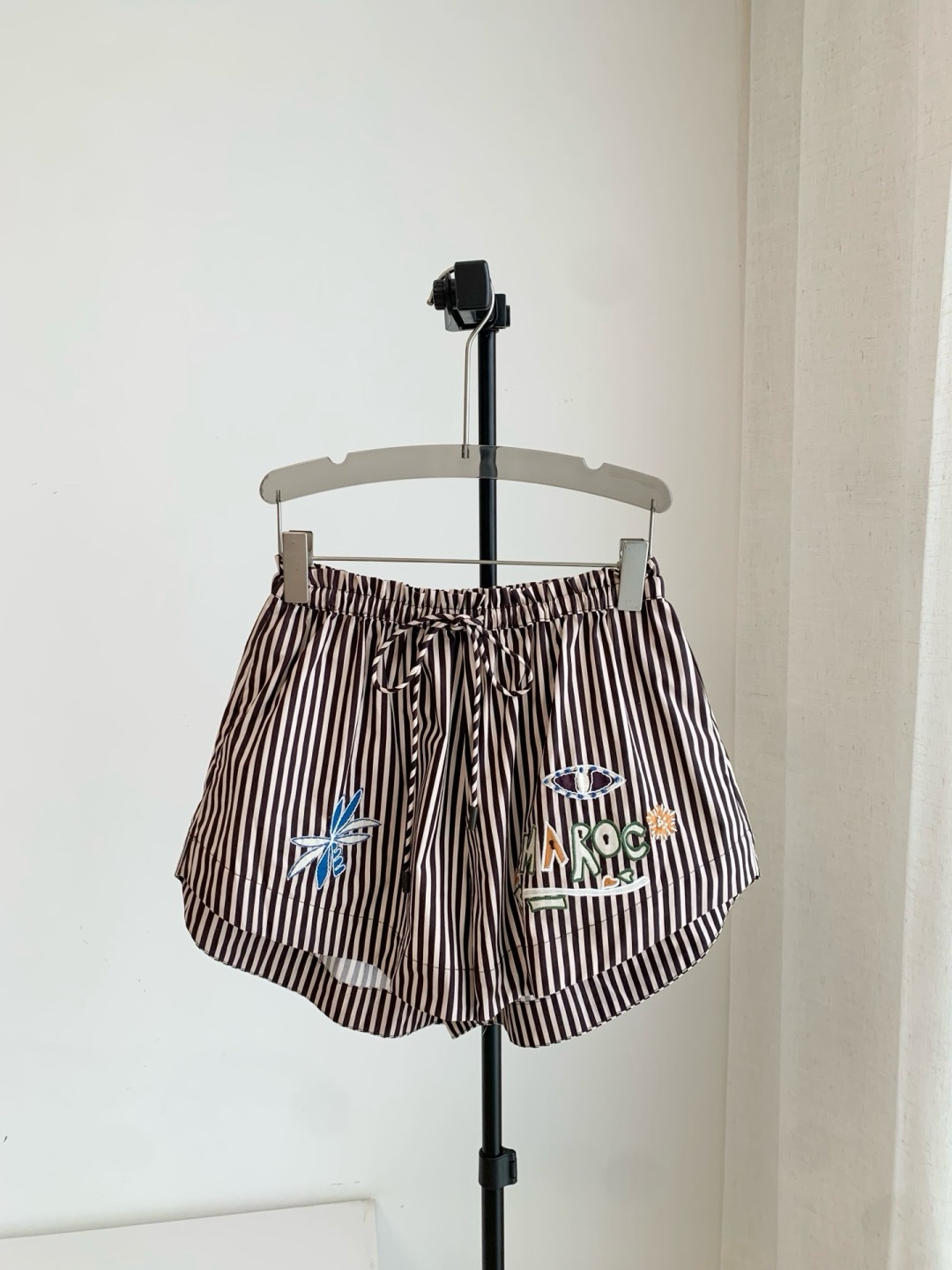 Alémais Brown Striped Drawstring Shorts
