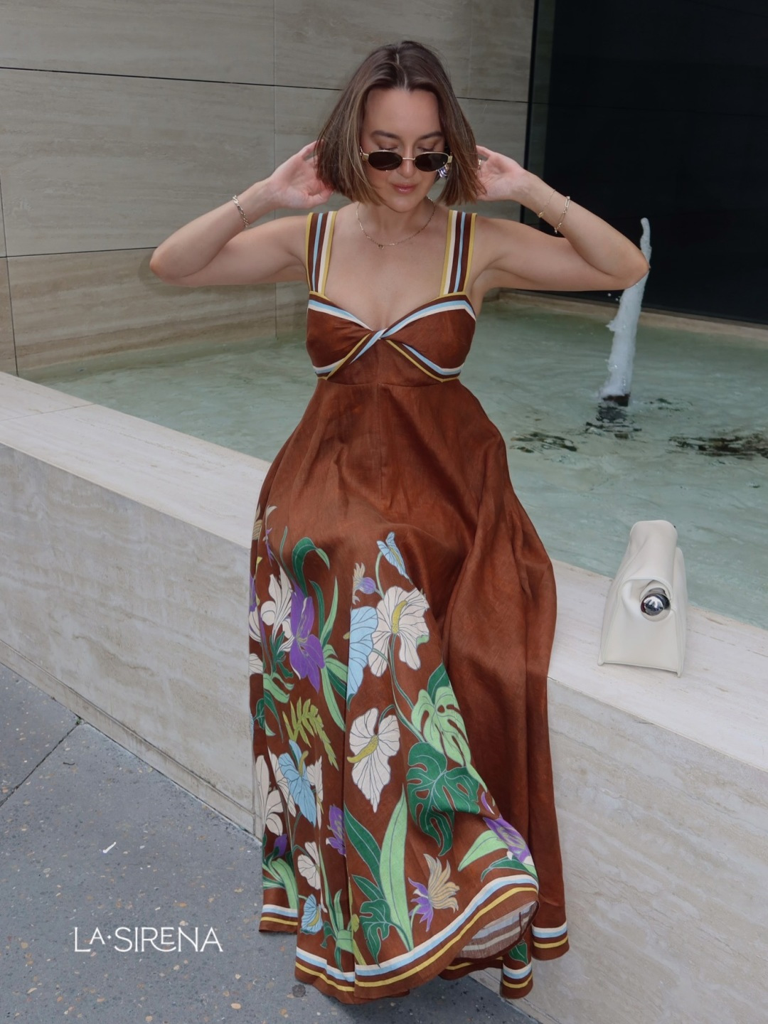 Alémais Brown Floral Print Cami Maxi Dress