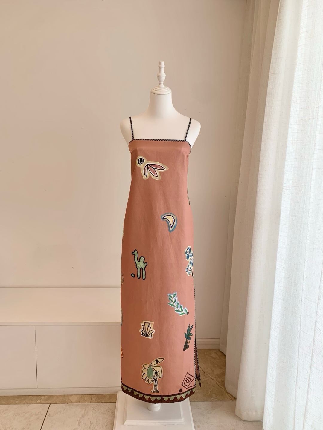 Alémais Orange Cartoon Print Cami Maxi Dress