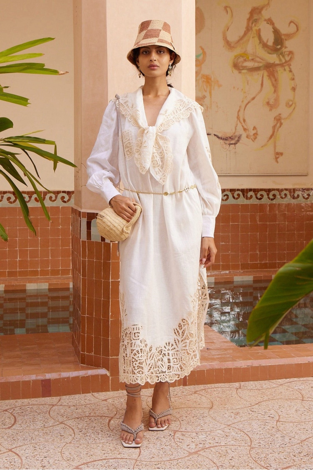 Alémais Lace Bow Long Sleeve Dress
