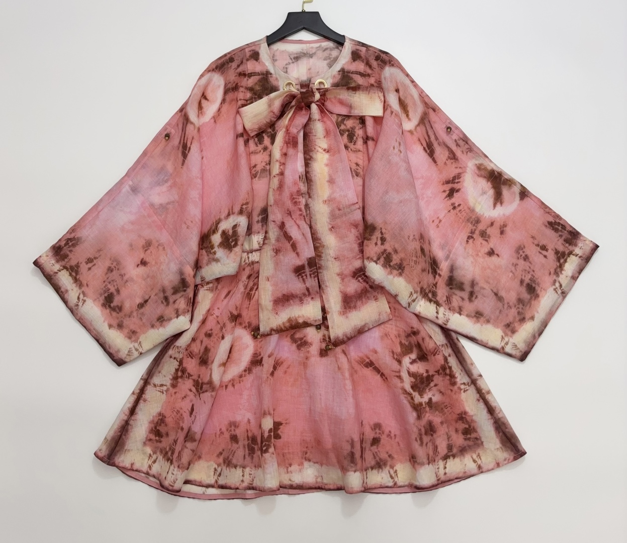 Zimmermann Loose Wide-Cuff Drawstring Waist Palace Style Mini Dress