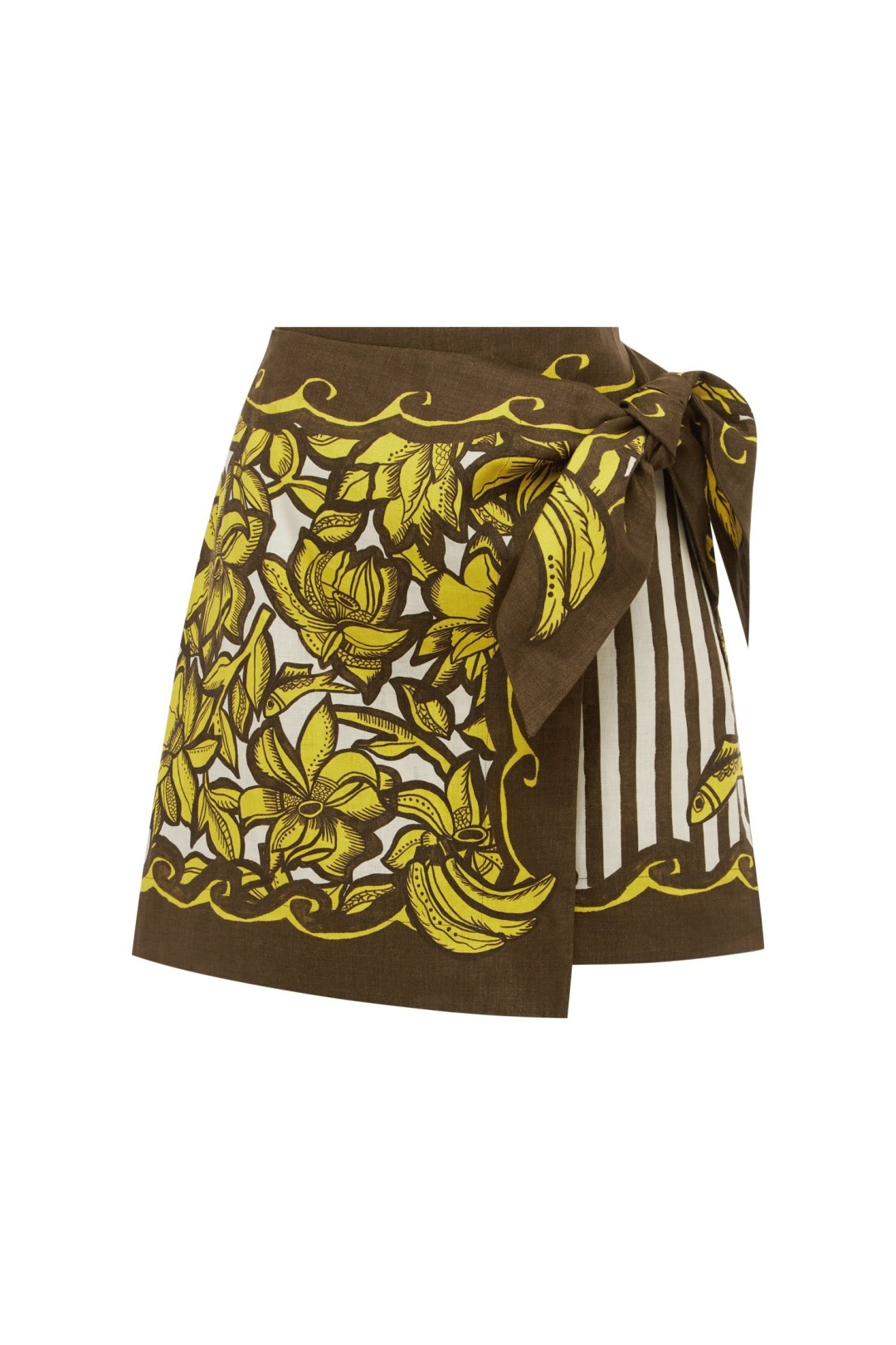 Alémais Yellow and Black Print Mini Skirt