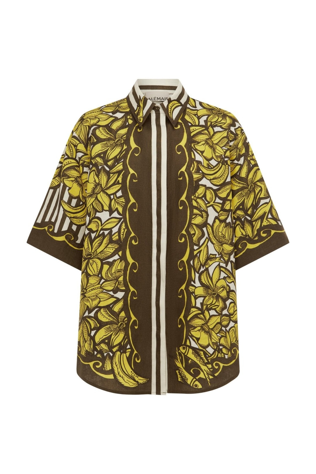 Alémais Yellow and Black Floral Short-Sleeve Shirt