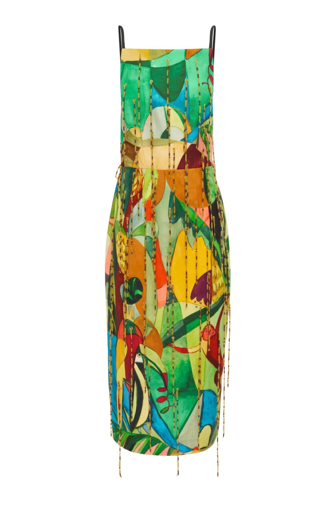 Alémais Viscose Linen Mokshiri Oil Painting Tassel Cami Dress