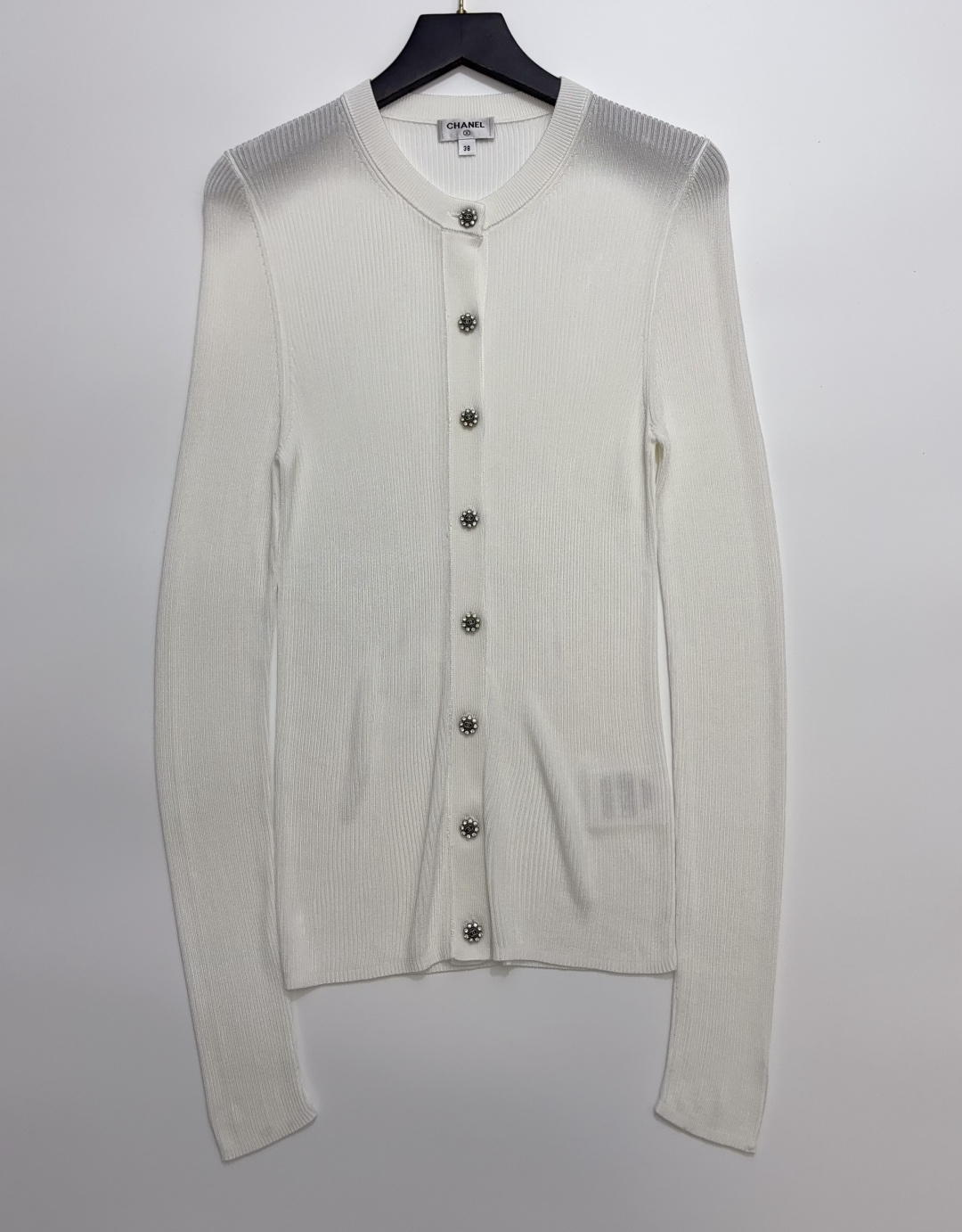 Chanel Slim-Fit Round Neck Diamond Button Knitted Cardigan Top