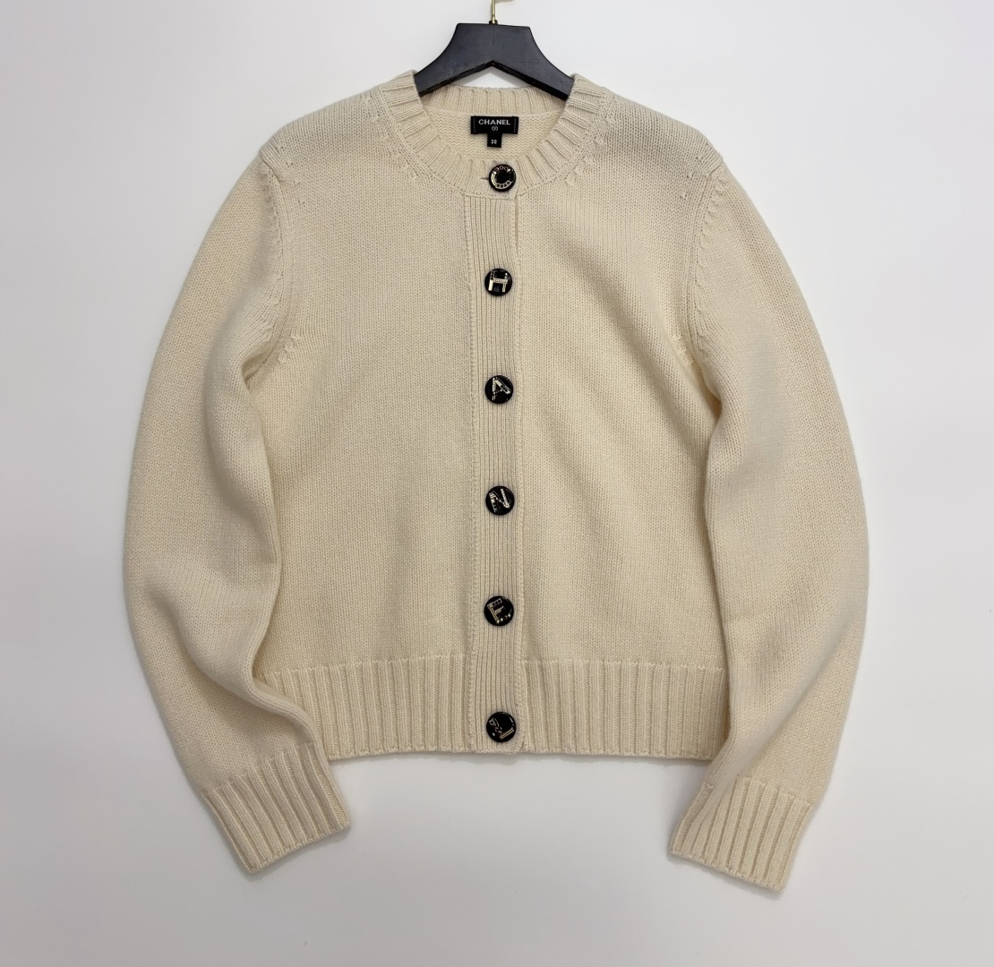 Chanel Cashmere Soft-Touch Embellished Button Knit Cardigan