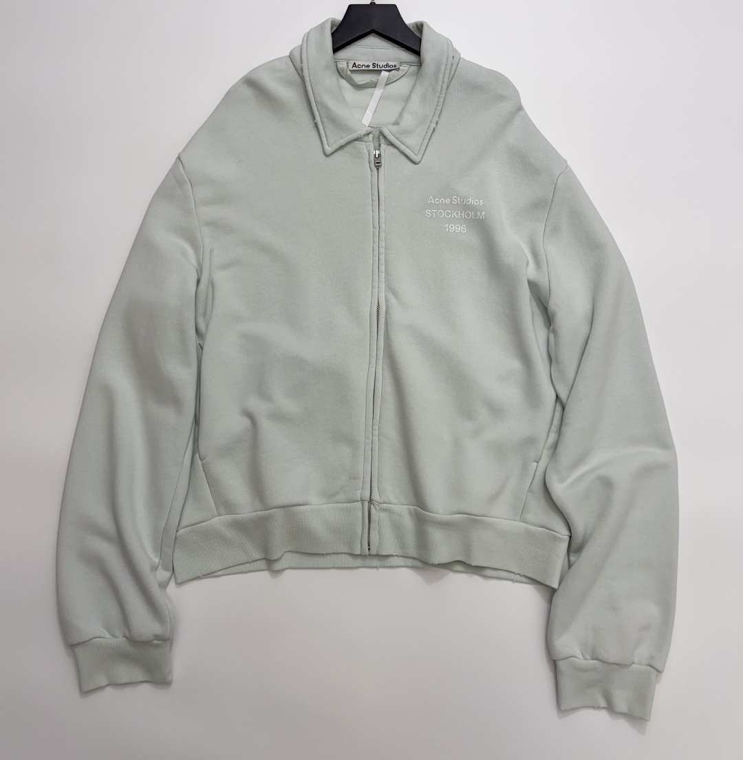 Acne Studios Washed Effect Relaxed Lapel Zip Sweatshirt Jacket