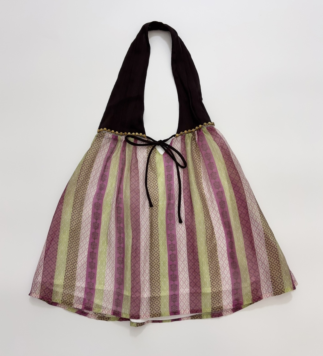 Striped Backless Halterneck Vest Print Top