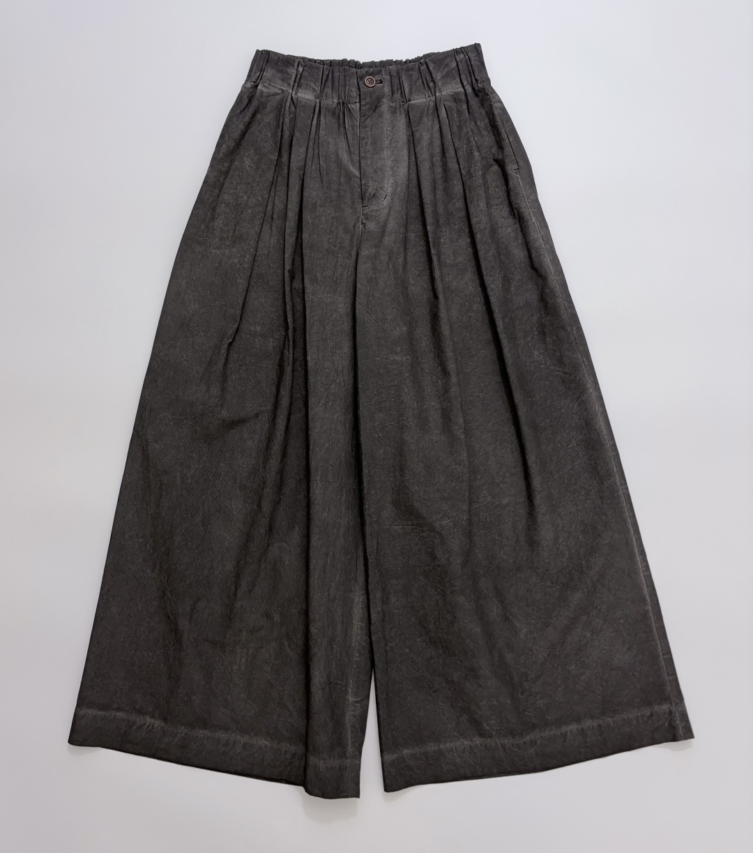 Vintage Washed Wide-Leg Elastic Waist Cropped Casual Pants