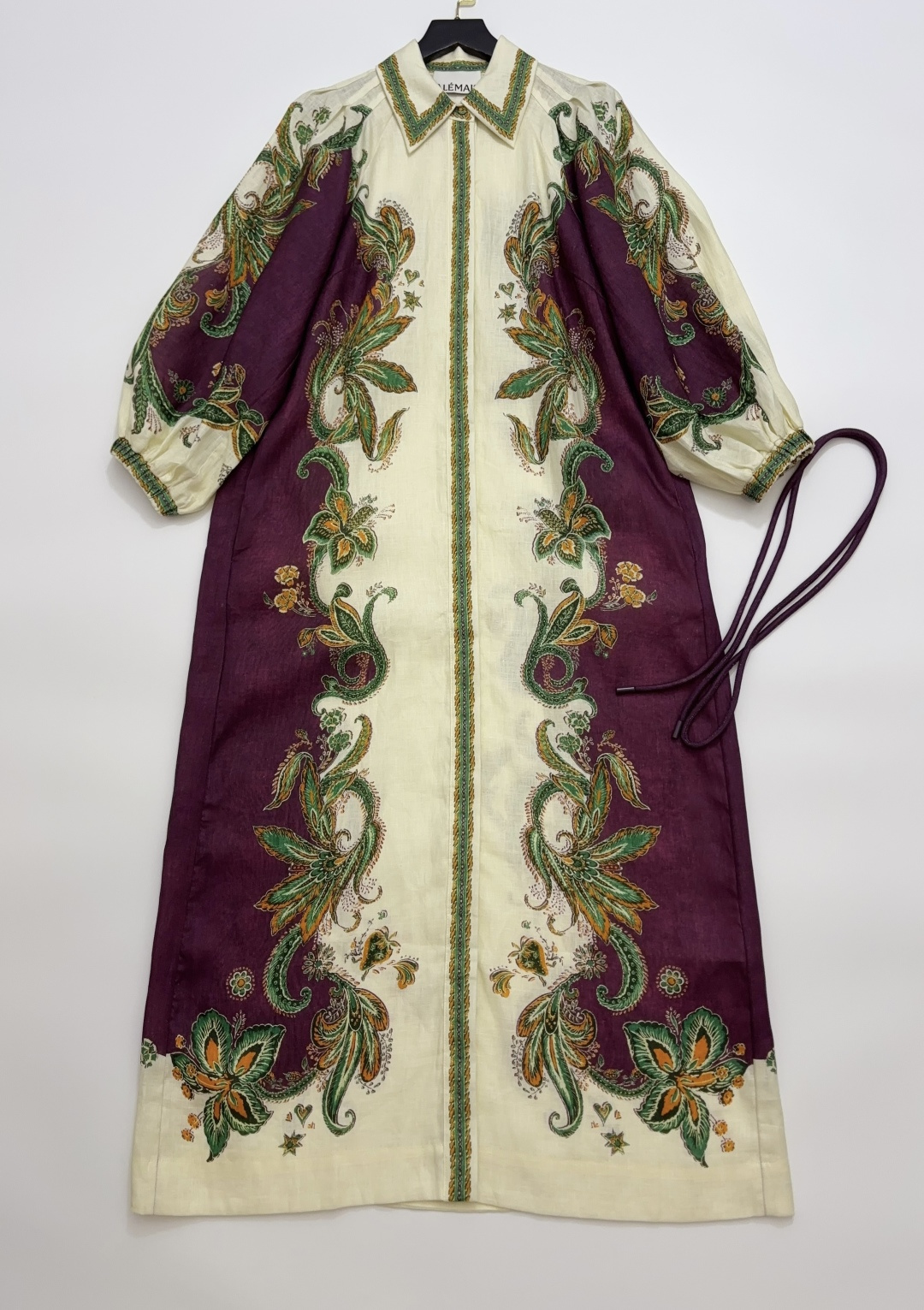 Alémais Purple Green Printed Long Shirt Dress