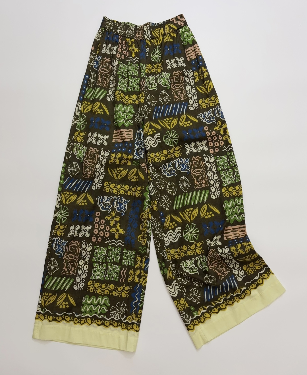 Alémais Linen Vintage Minnie Print Elastic Waist Casual Trousers