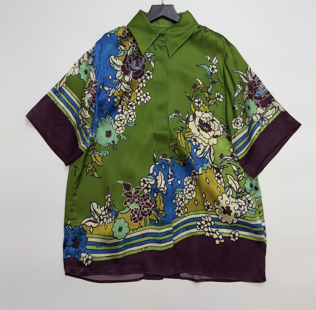 Alémais Green Floral Short-Sleeve Shirt