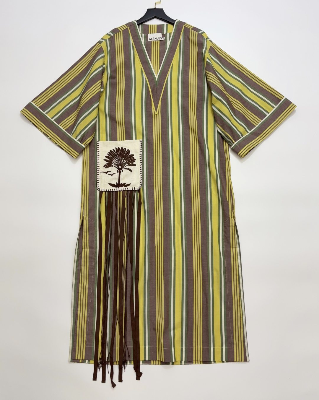 Alémais Long Striped Tassel V-neck Dress