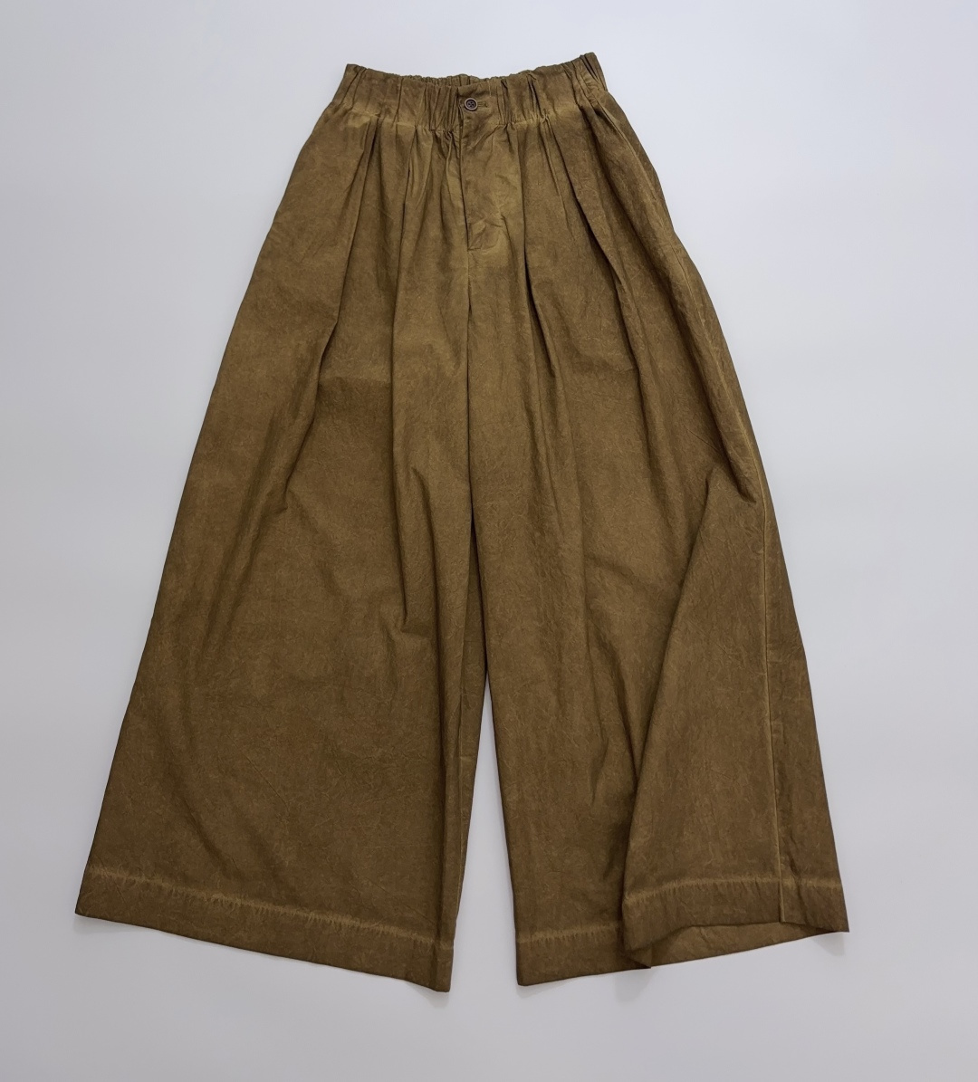 Vintage Washed Wide-Leg Elastic Waist Cropped Casual Pants