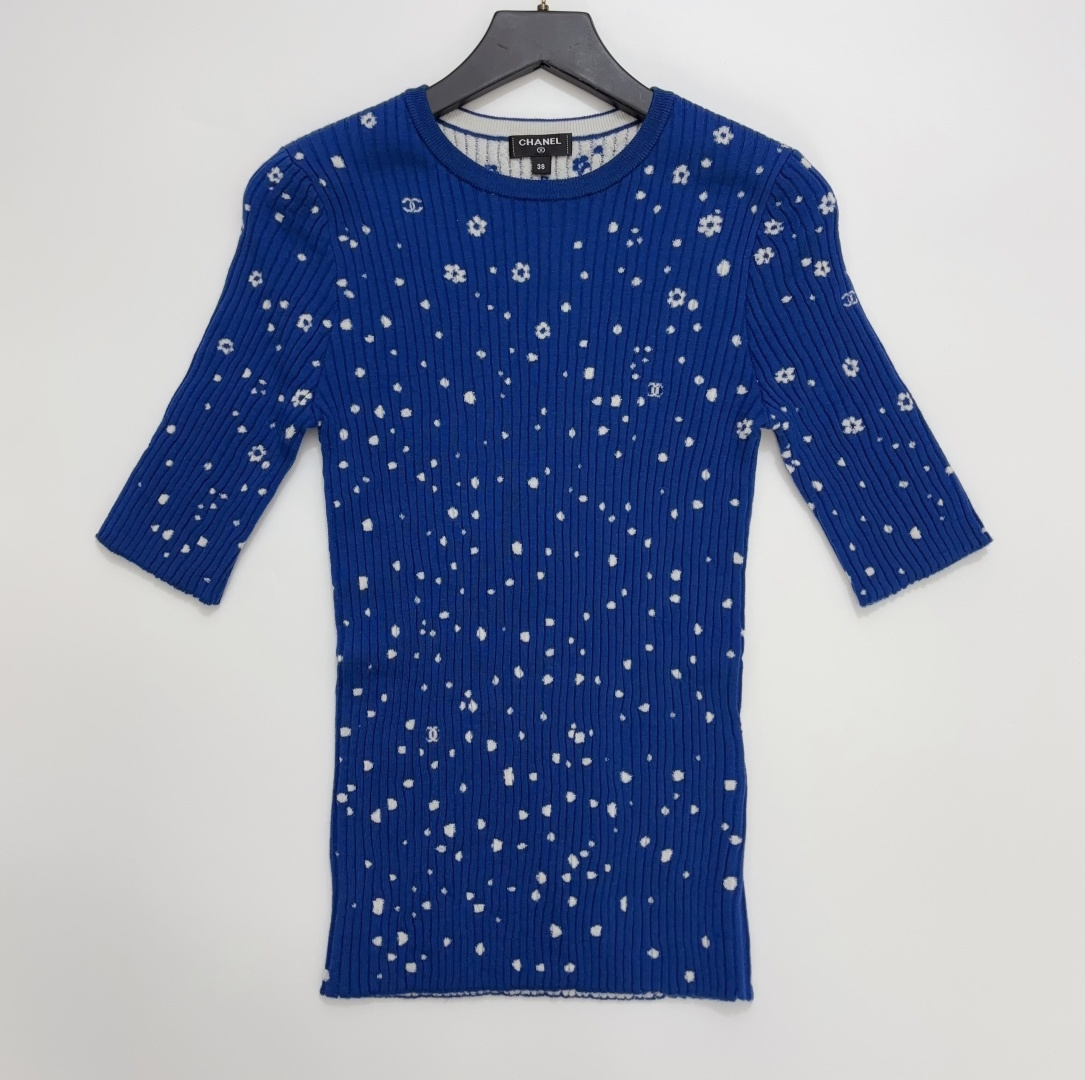 Handmade Pure Cotton Double-Knit Three-Quarter Sleeve Top