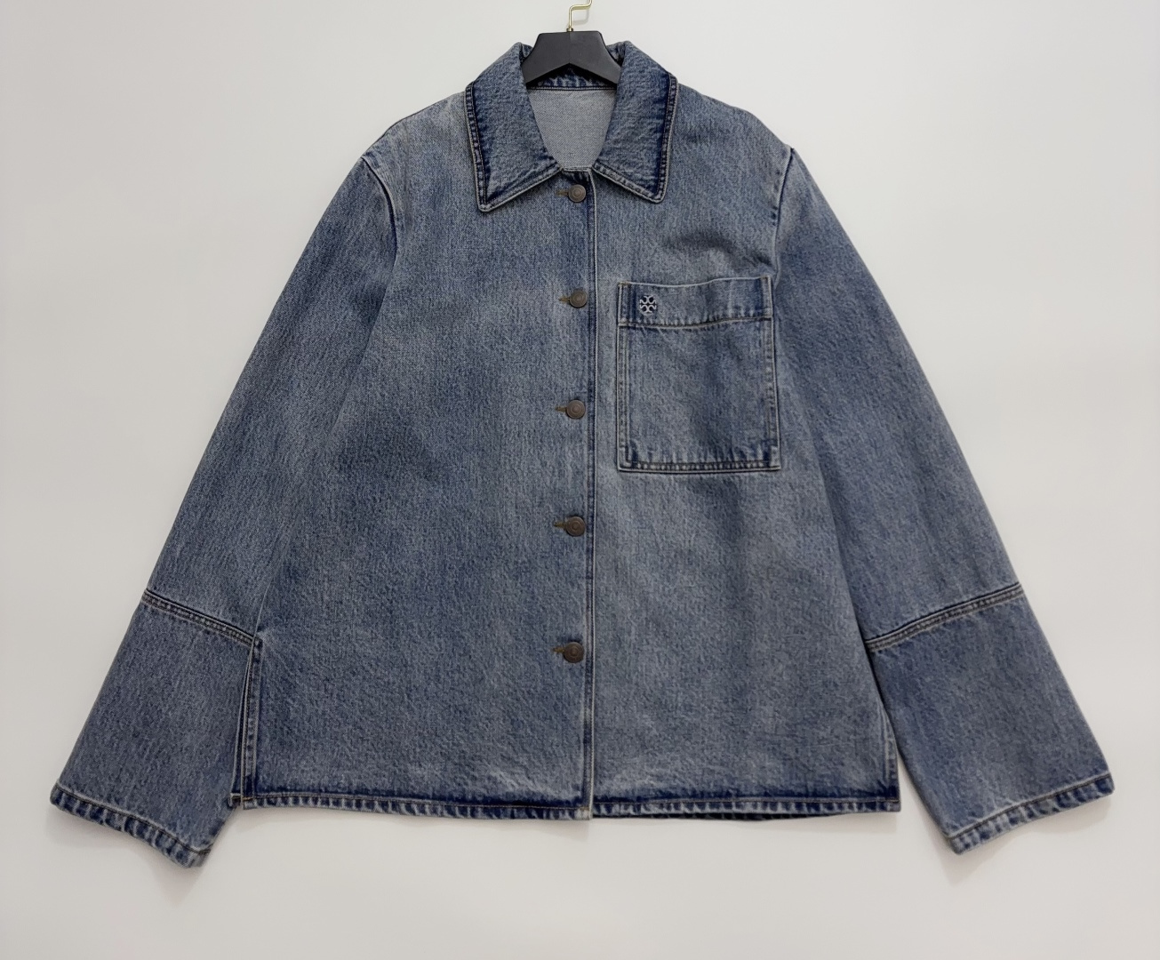 Tory Burch Rolled Cuff Patchwork Denim Jacket