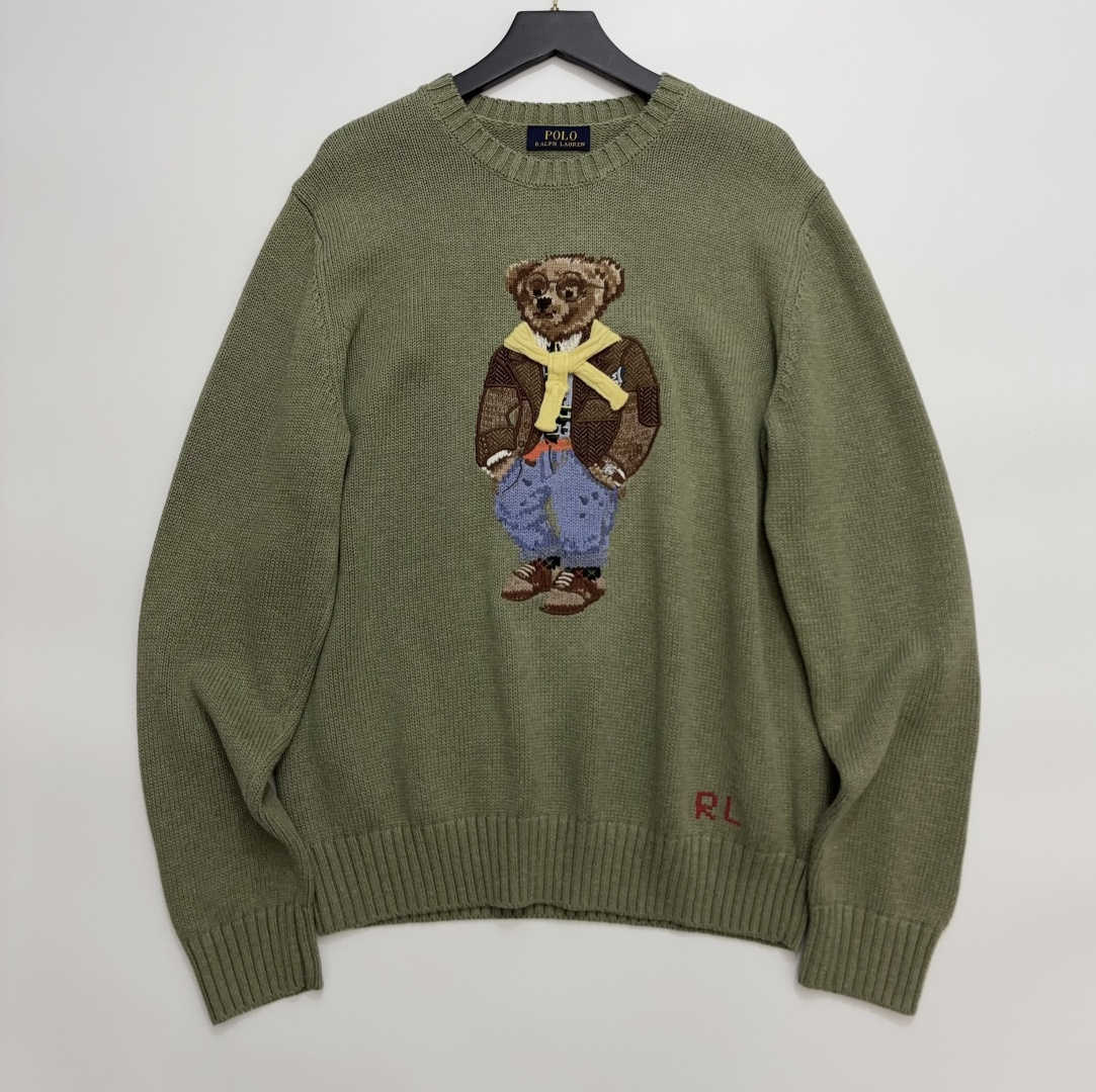 Polo Ralph Lauren Polo Bear Knit Sweater Top with 3D Scarf Detail