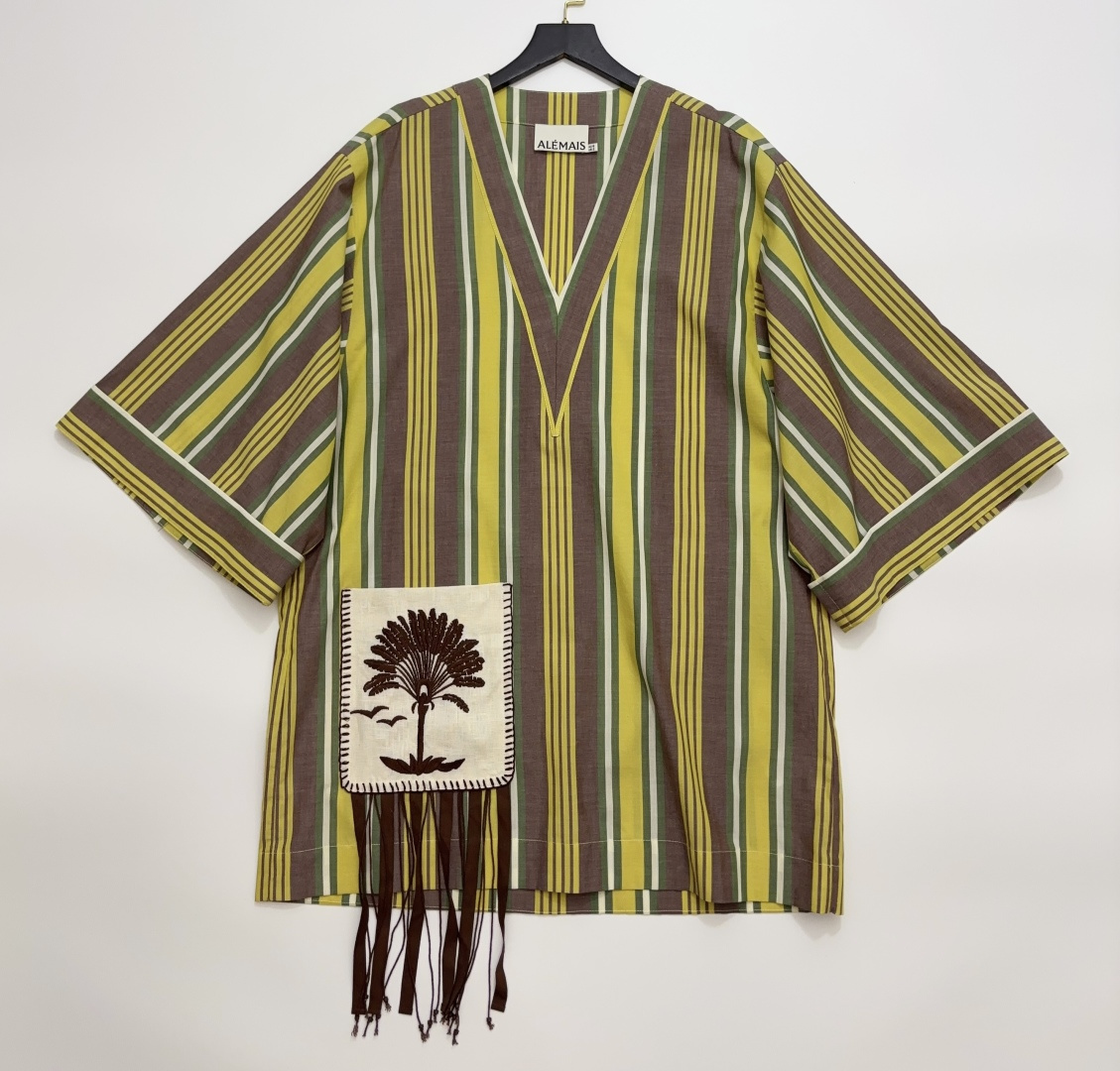 Alémais Cotton Clover Stripe Embroidered Mini Dress