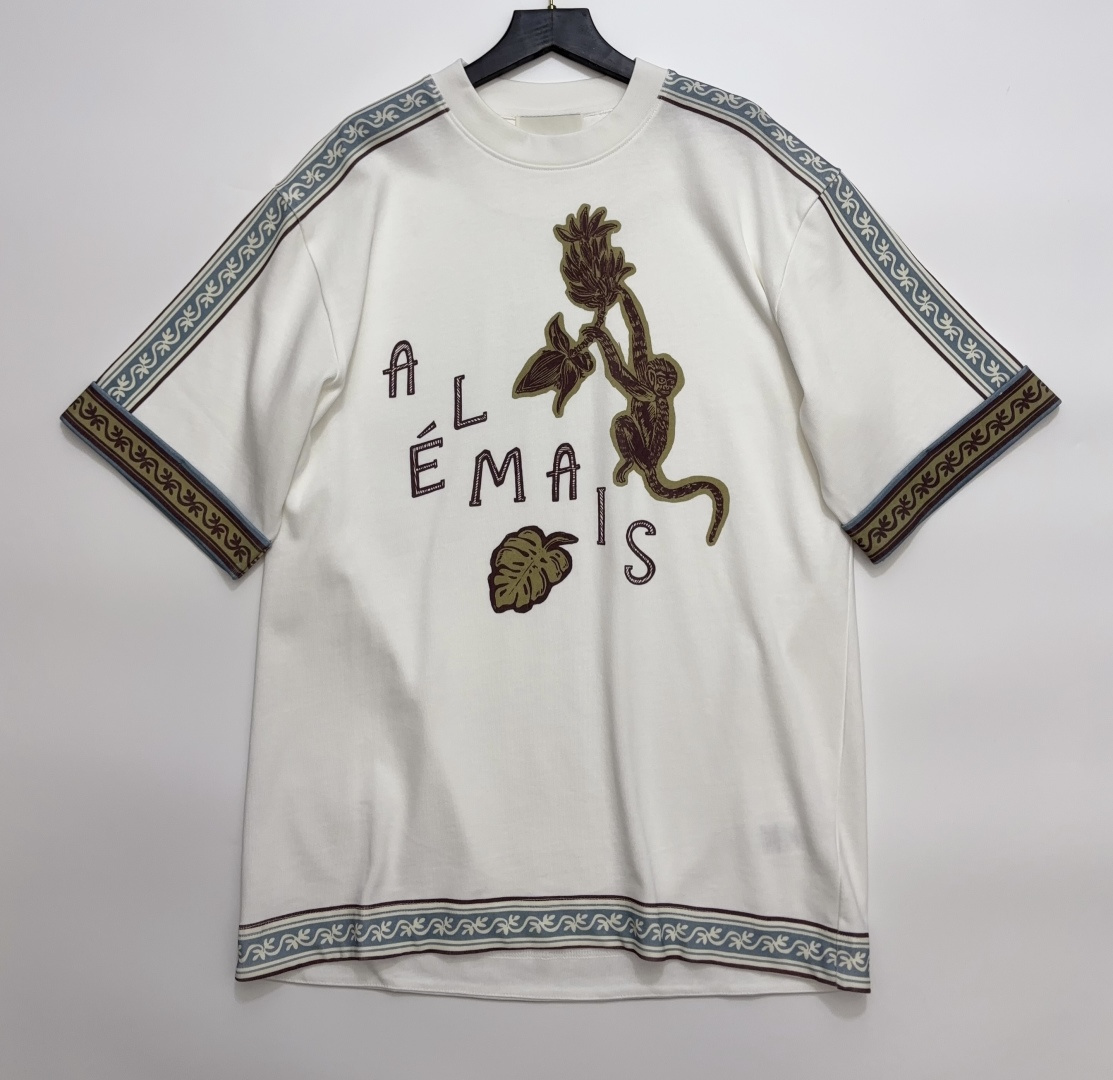 Alémais White Floral Print Short Sleeve T-Shirt