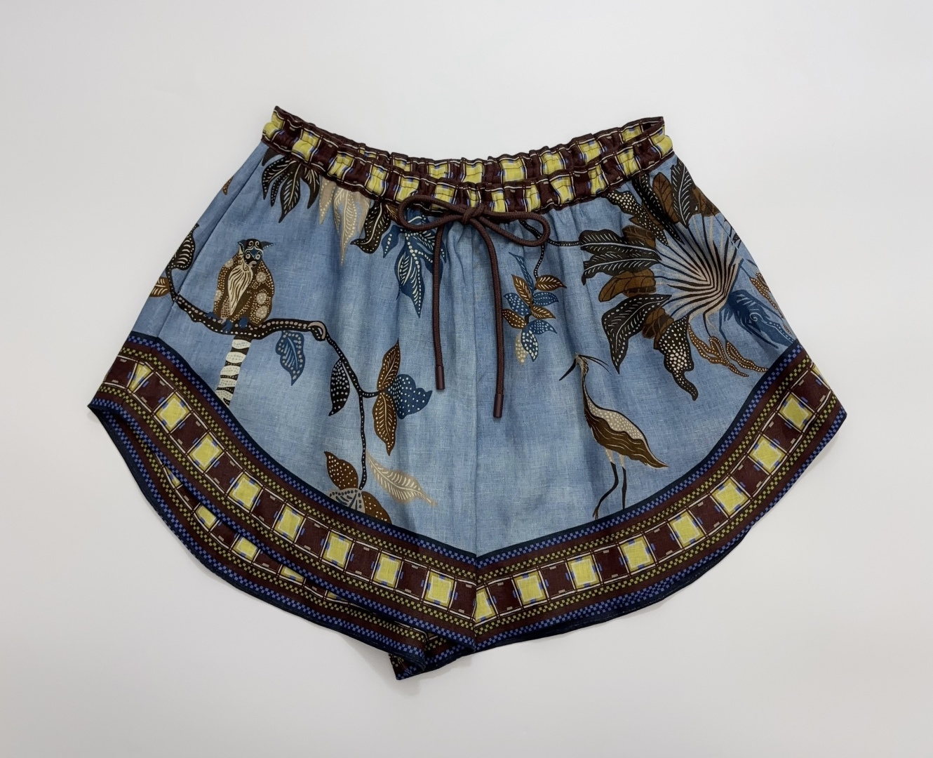 Alémais Linen Jungle Secret Print Elastic Waist Resort Shorts