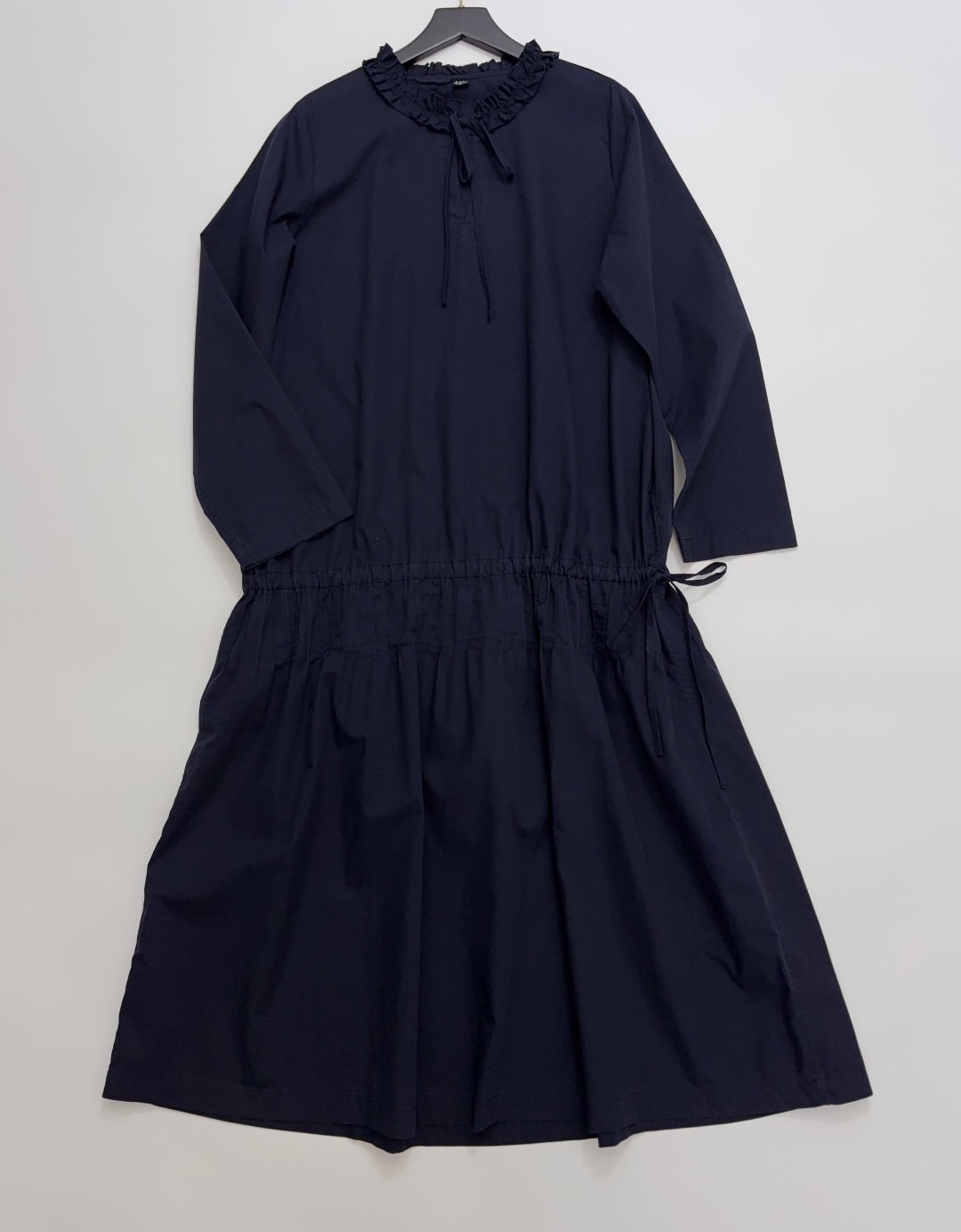 45R Navy Blue Pure Cotton Japanese Style Long Dress