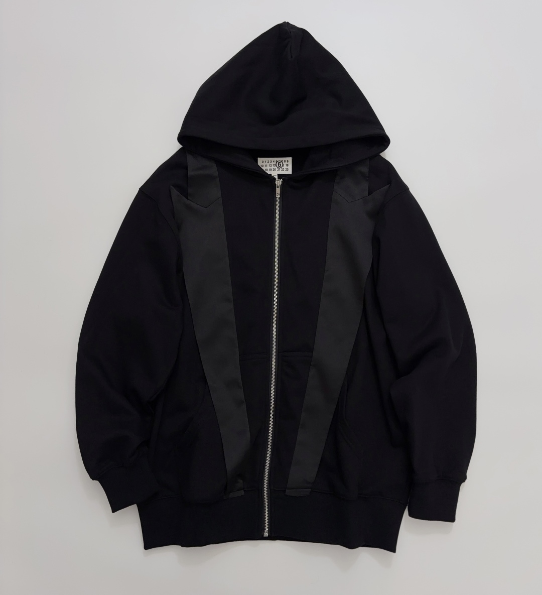 MM6 Maison Margiela MM6 Black Paneled Hooded Loose Fit Zipper Jacket