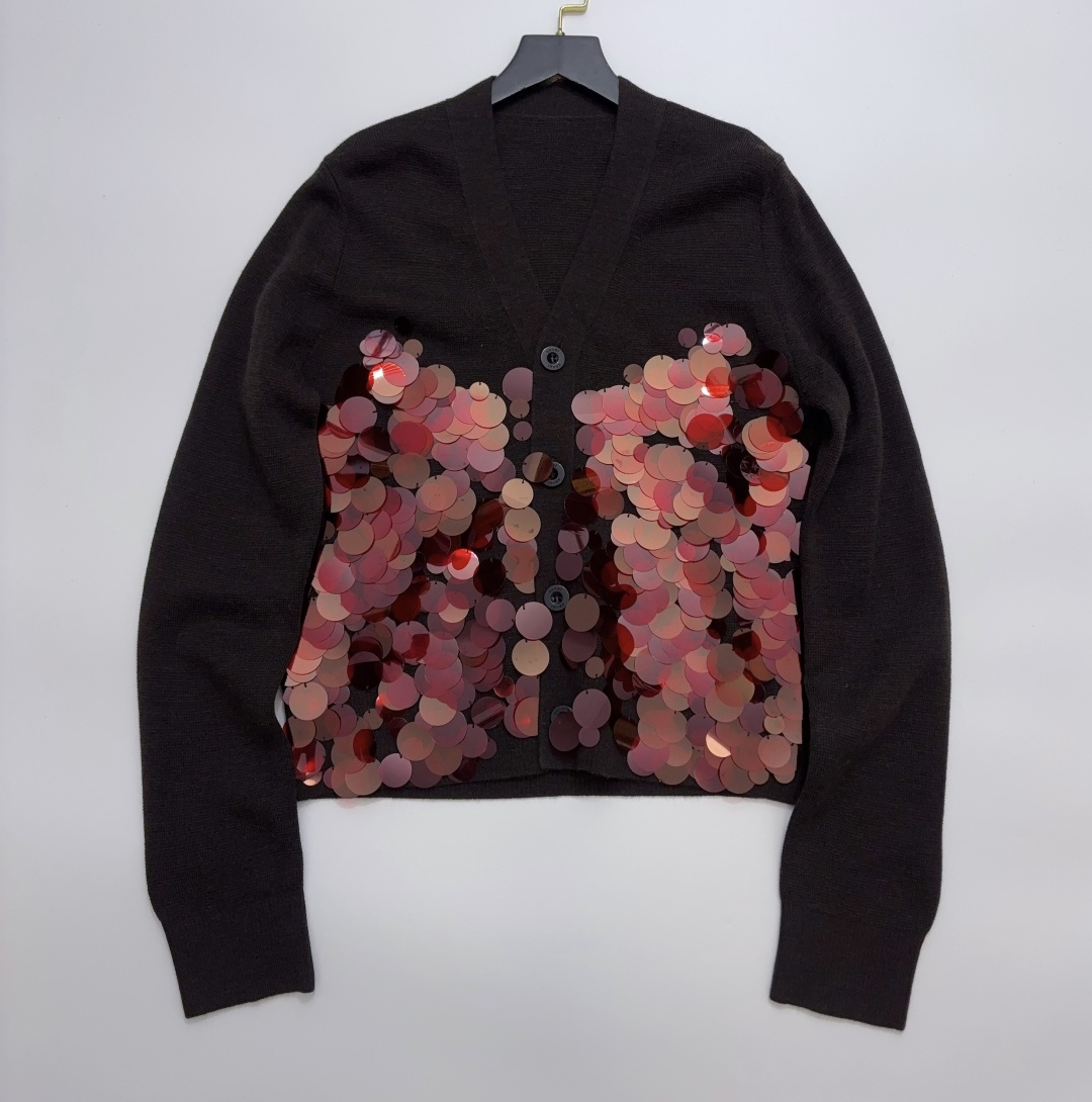 Sacai Heavy Embellished Knit Cardigan Coat