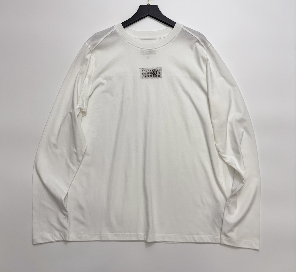 MM6 Maison Margiela Simple Printed Letter Round Neck Loose Long-Sleeve T-Shirt