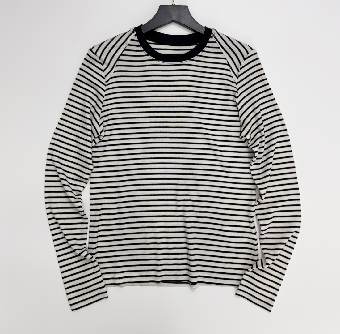 Vintage Striped Long-Sleeve Casual Base Layer Top