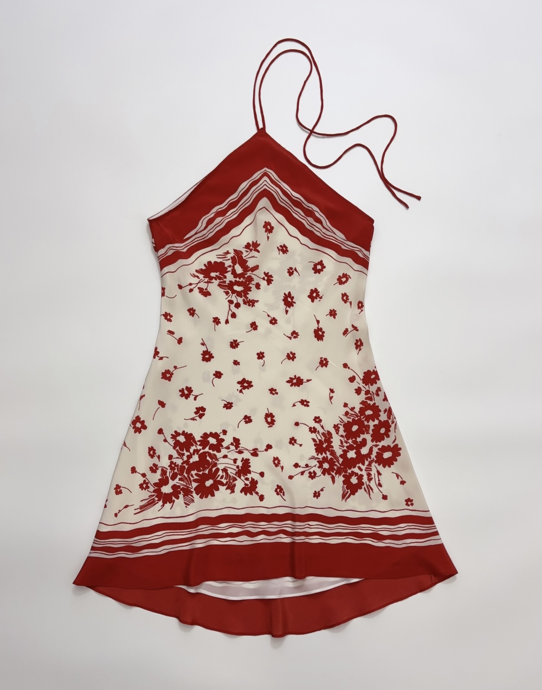 Réalisation Par The Echo Floral Retro Halterneck Silk Bias Mini Dress