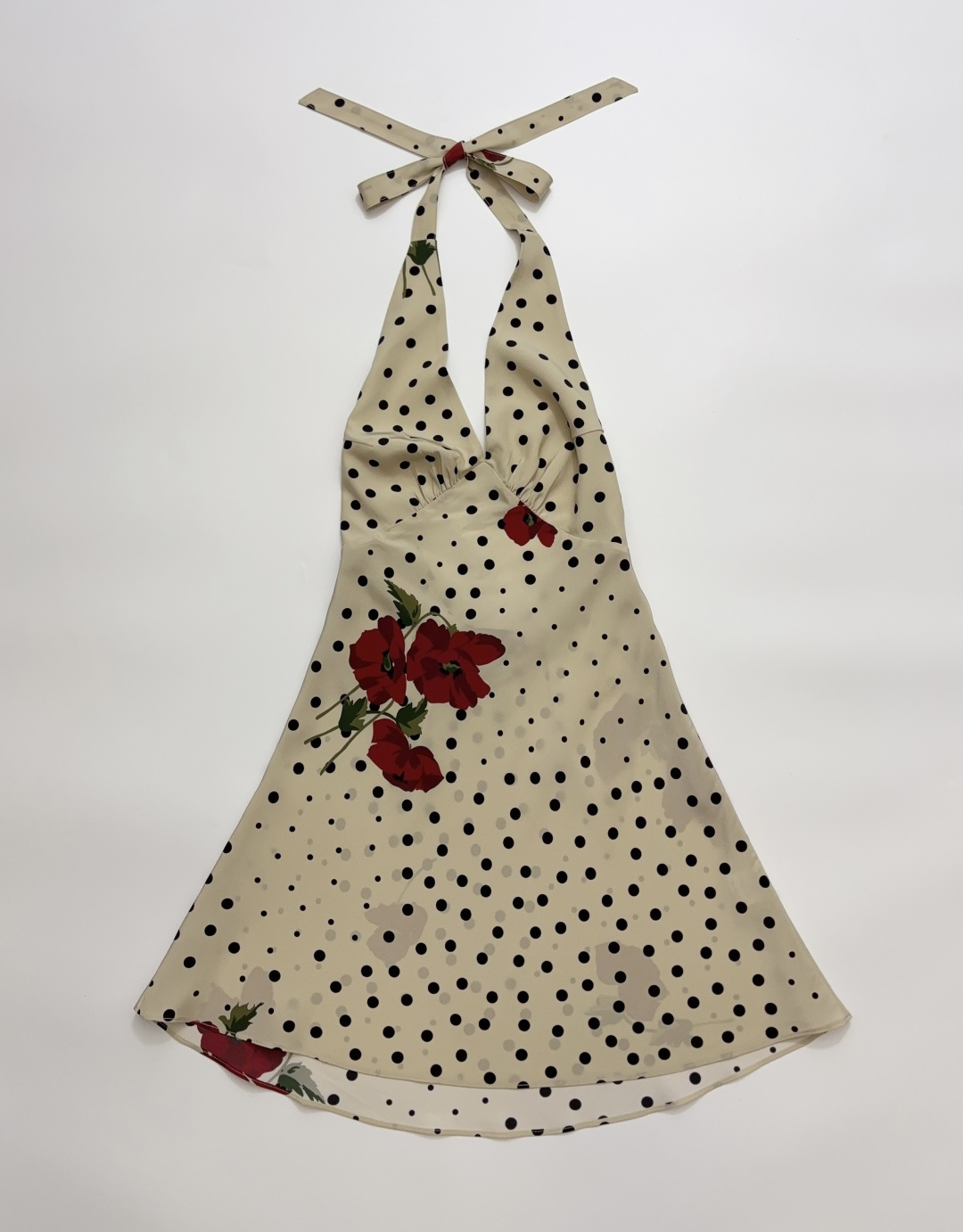 Réalisation Par The Leila White Polka Dot Halterneck Backless Silk Bias Mini Dress