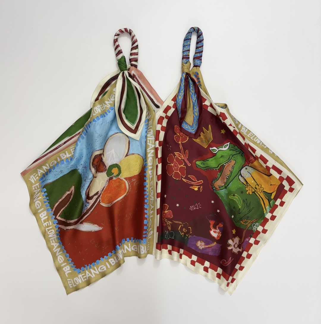 Alémais Floral Graffiti Silk Print Asymmetrical Camisole Top