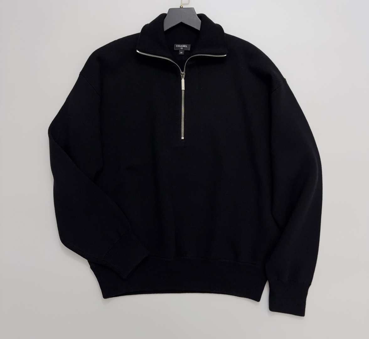 Chanel Retro Half-Zip Pullover Knit Top
