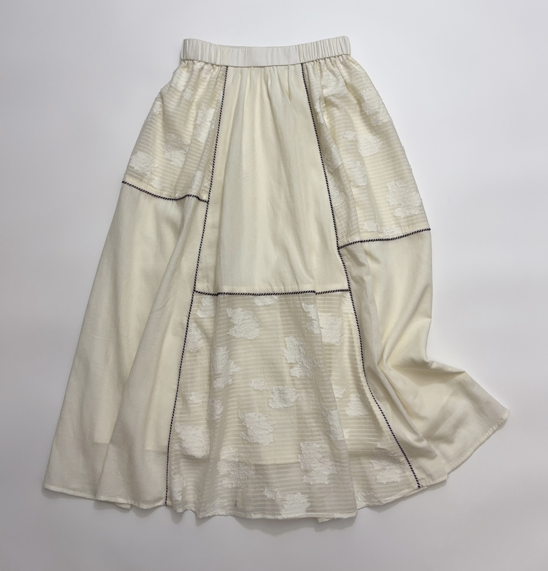 Cutout Patchwork Lace A-line Midi Skirt