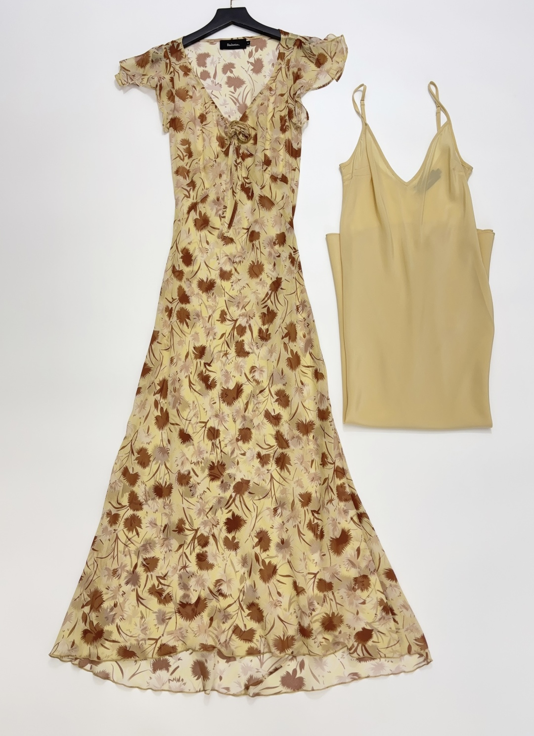 Réalisation Par The Meg Apricot Print Vintage Silk Bias Cut Midi Dress