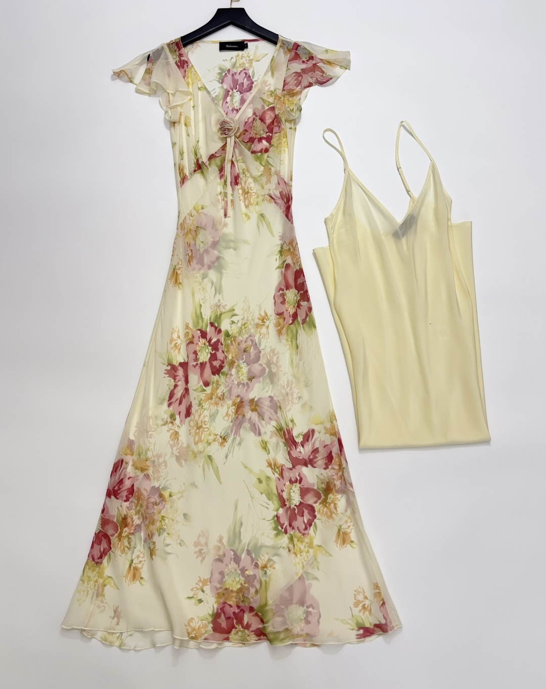 Réalisation Par The Meg V-Neck Elegant Silk Bias Double-Layer Midi Tea Dress