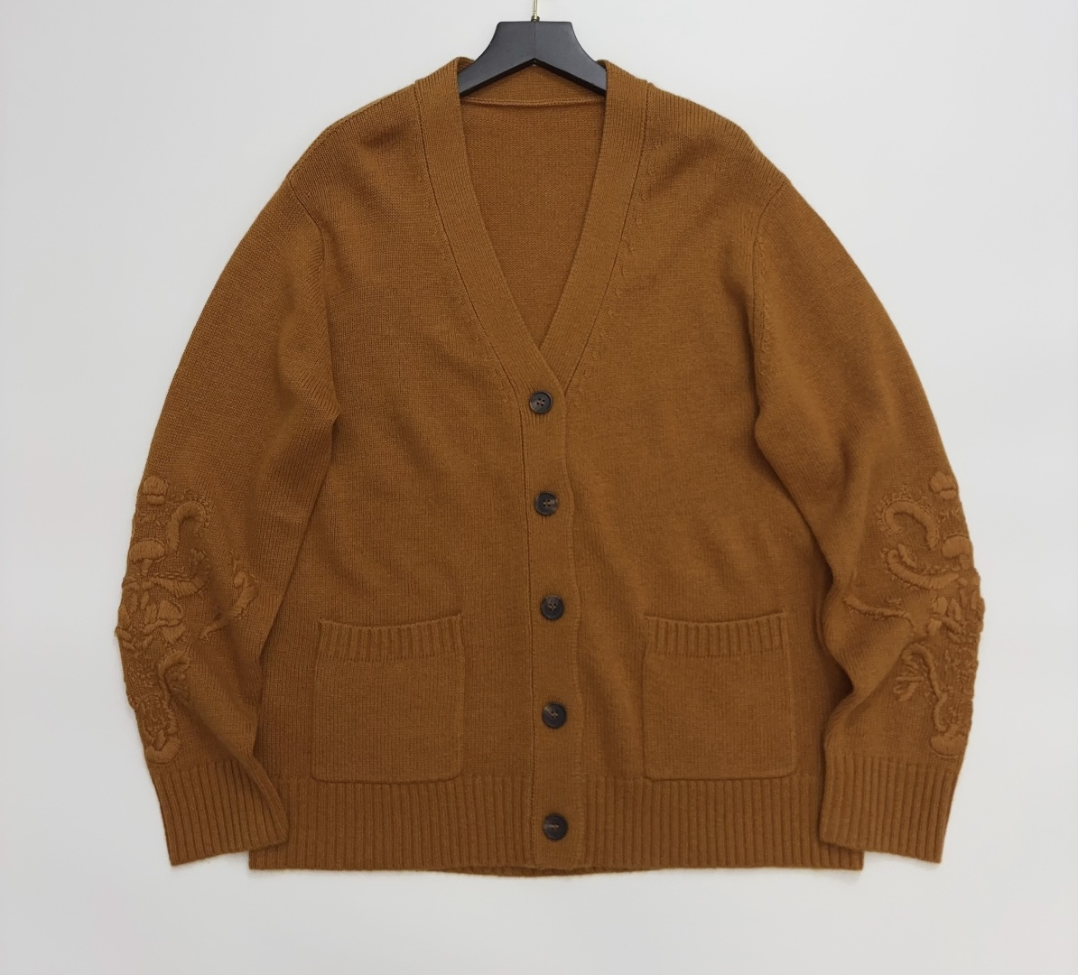 Loro Piana 3D Jacquard Embroidered Cashmere Cardigan V-Neck Long Sleeve Relaxed Knit Jacket