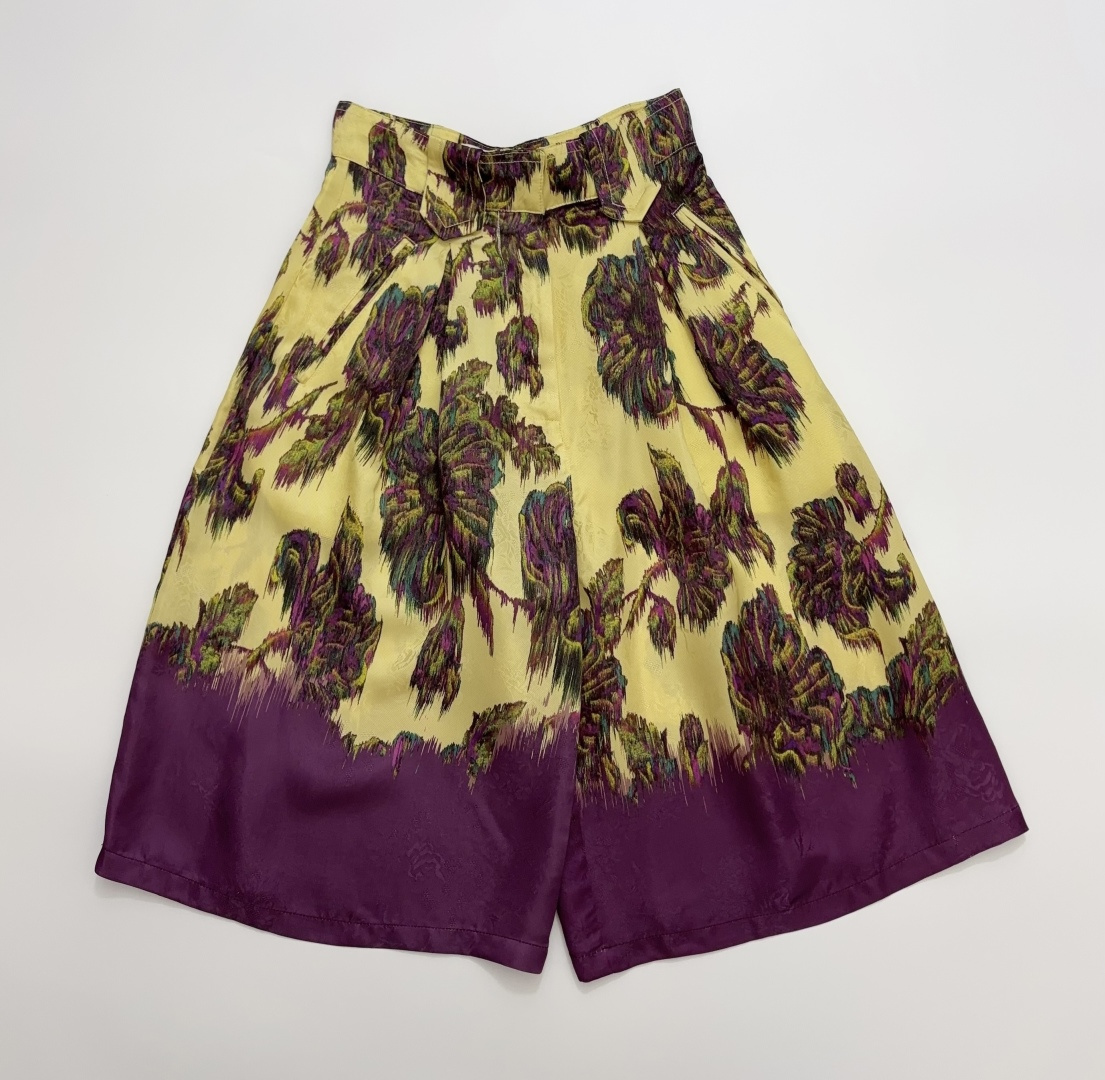 Alémais Cupro Dyed Floral Print Cropped Casual Pants