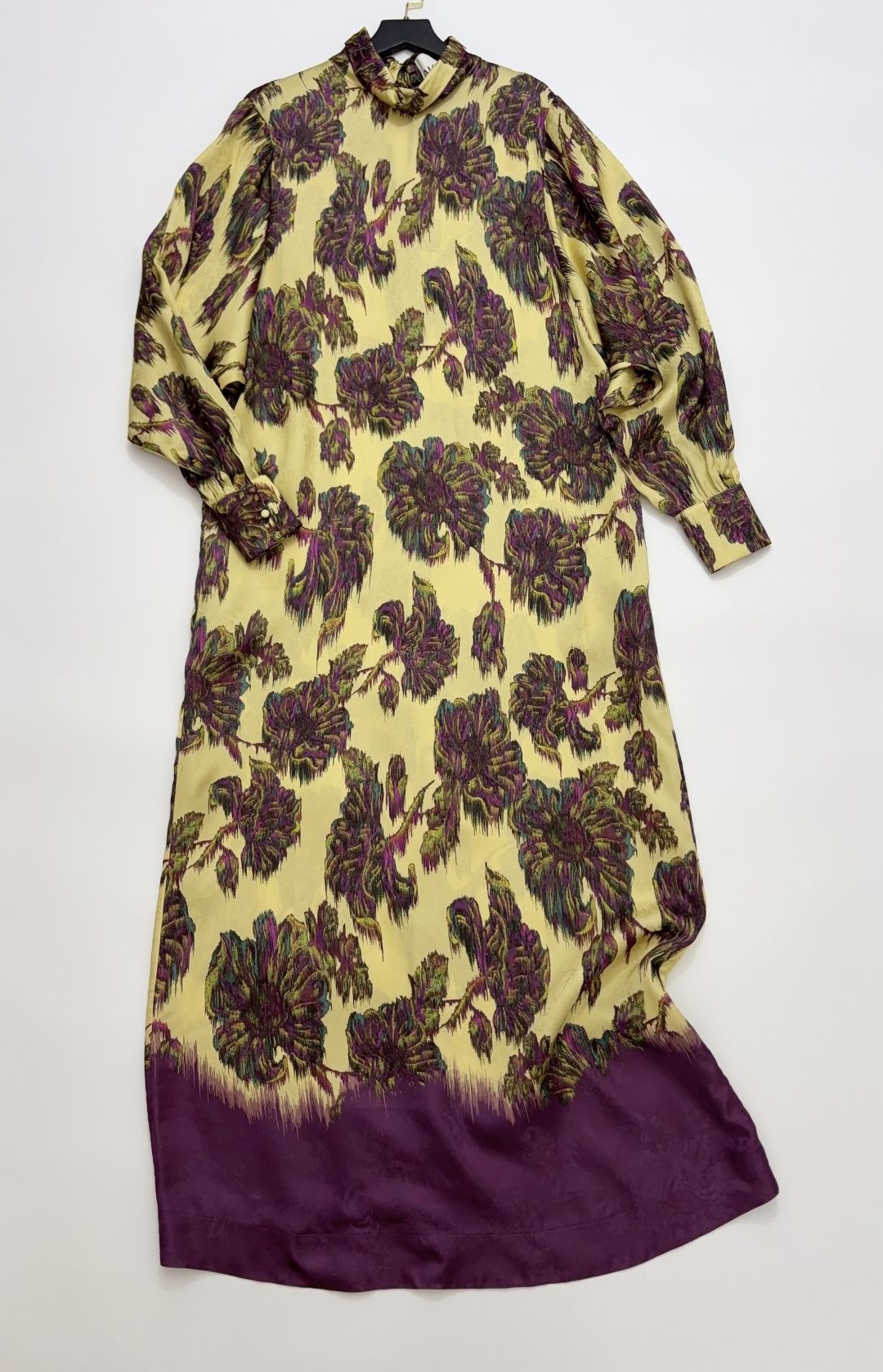 Alémais Rayon Tie-Dye Floral Print Turtleneck Long-Sleeve Dress