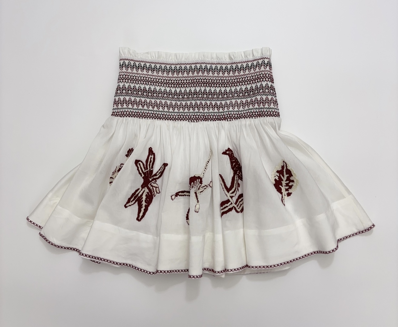 Alémais Cotton Palm Tree Embroidered Mini Skirt