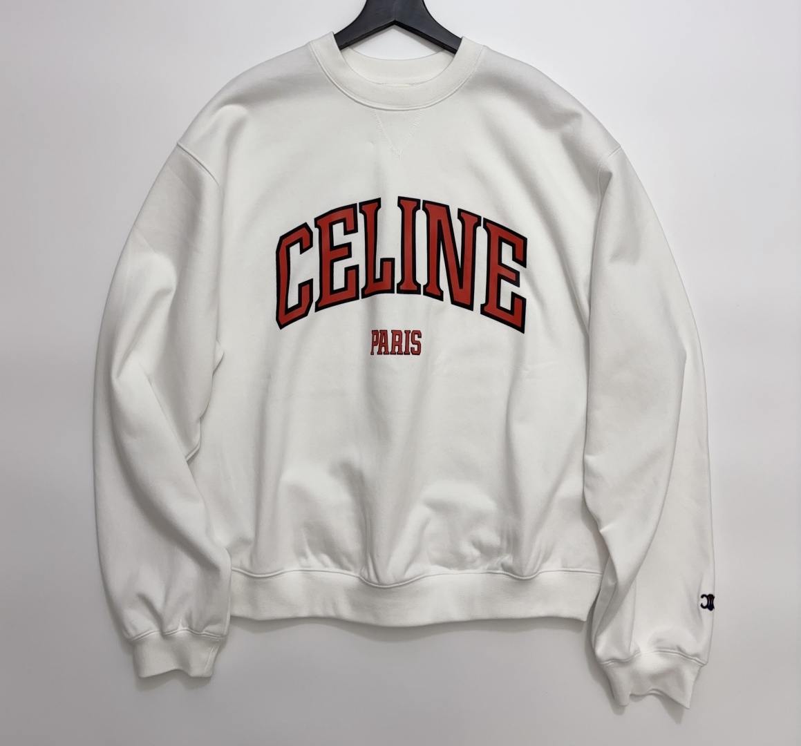 Celine Letter Print Round Neck Loose Long-Sleeve Sweatshirt