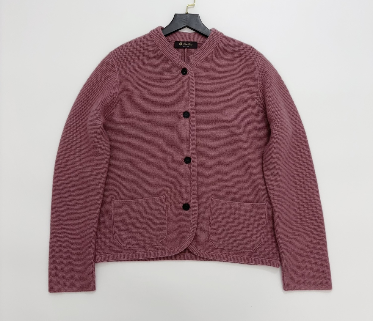 Loro Piana High-Weight Cashmere Small Stand Collar Double Pocket Cardigan