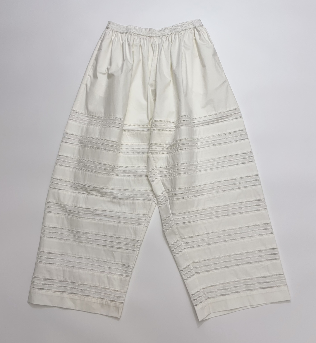 Alaïa Elastic Waist Hollow-Out Cotton Lace Patchwork Casual Pants