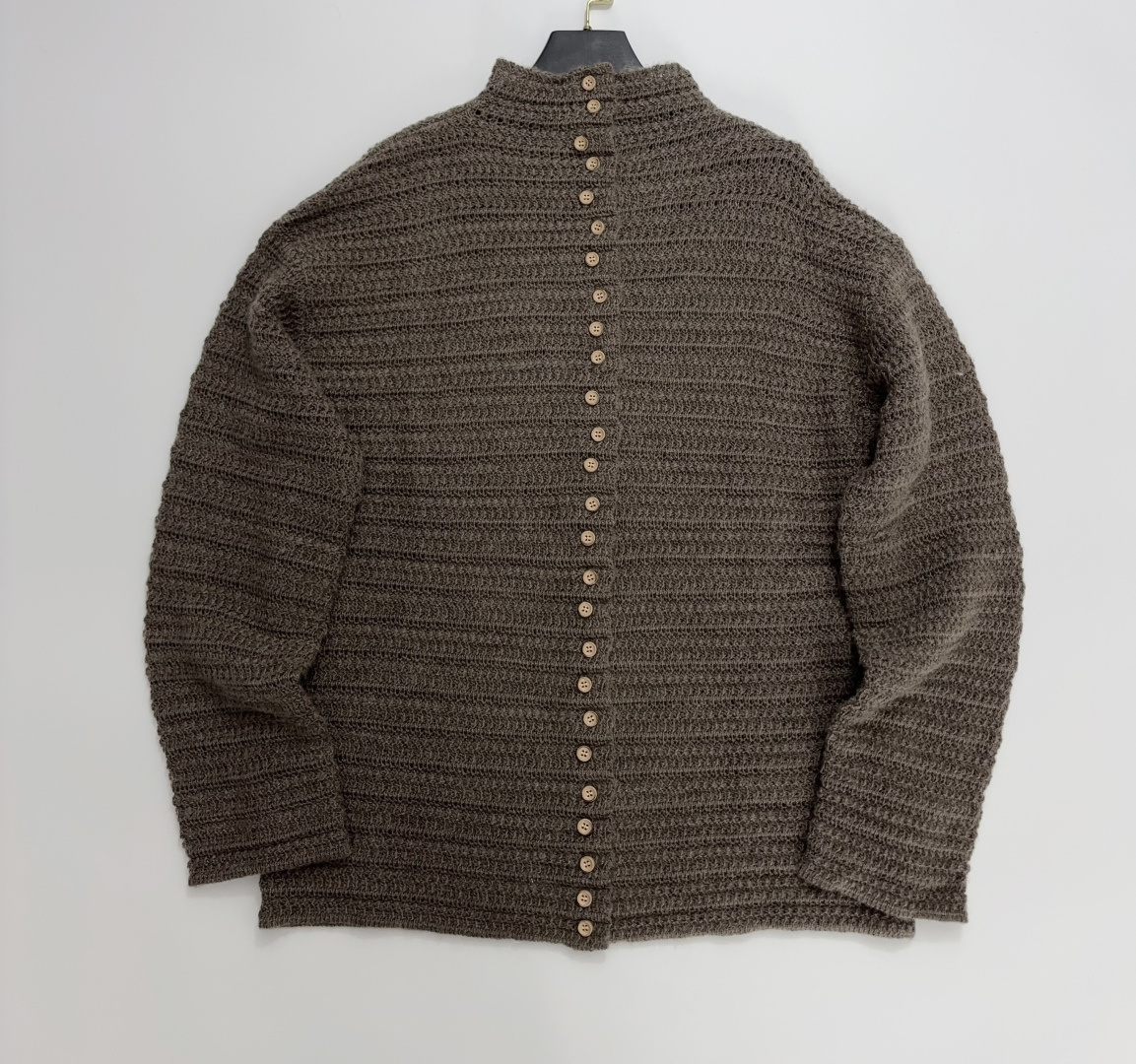 Lemaire Hand-Stitched Asymmetric Button Wool Blend Knit Cardigan Jacket