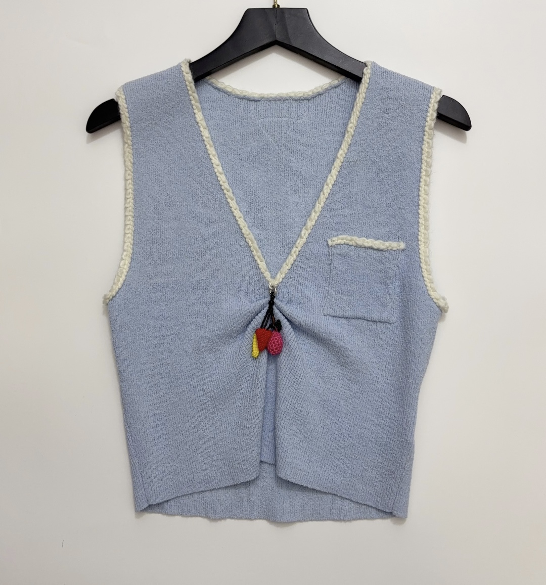 Prada Color-Block Cherry V-Neck Knit Vest