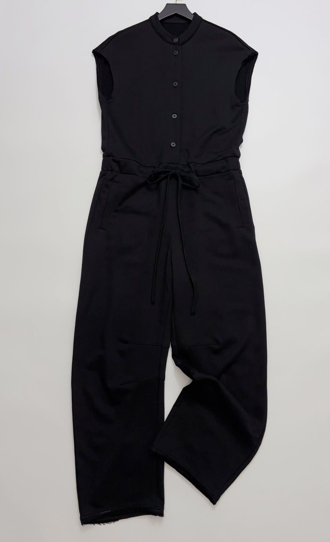 le17septembre Sporty Casual Drawstring High-Waist Drop-Shoulder Sleeveless French Terry Jumpsuit