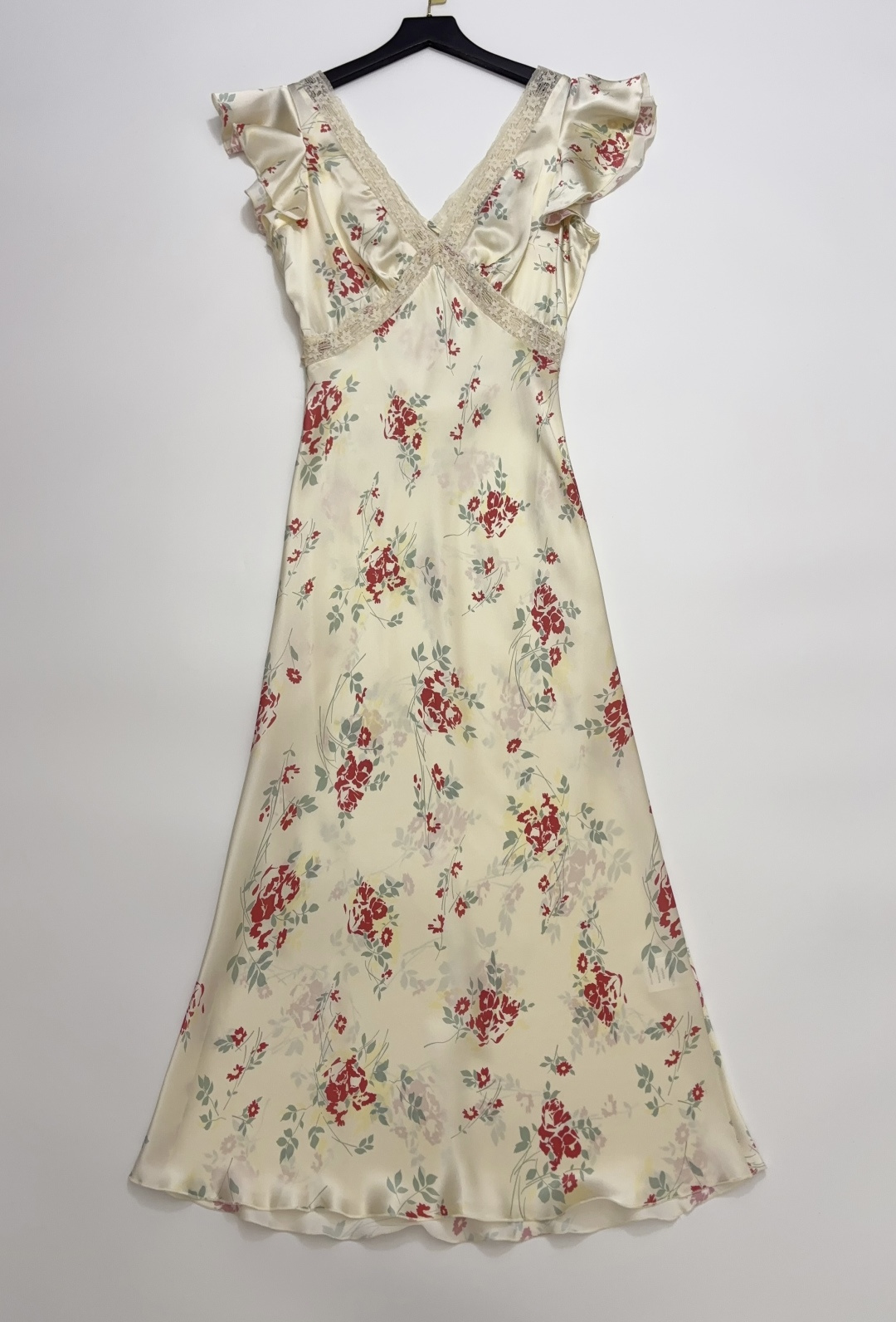 Réalisation Par The Fleur White Floral Silk Bias-Cut V-Neck Midi Dress