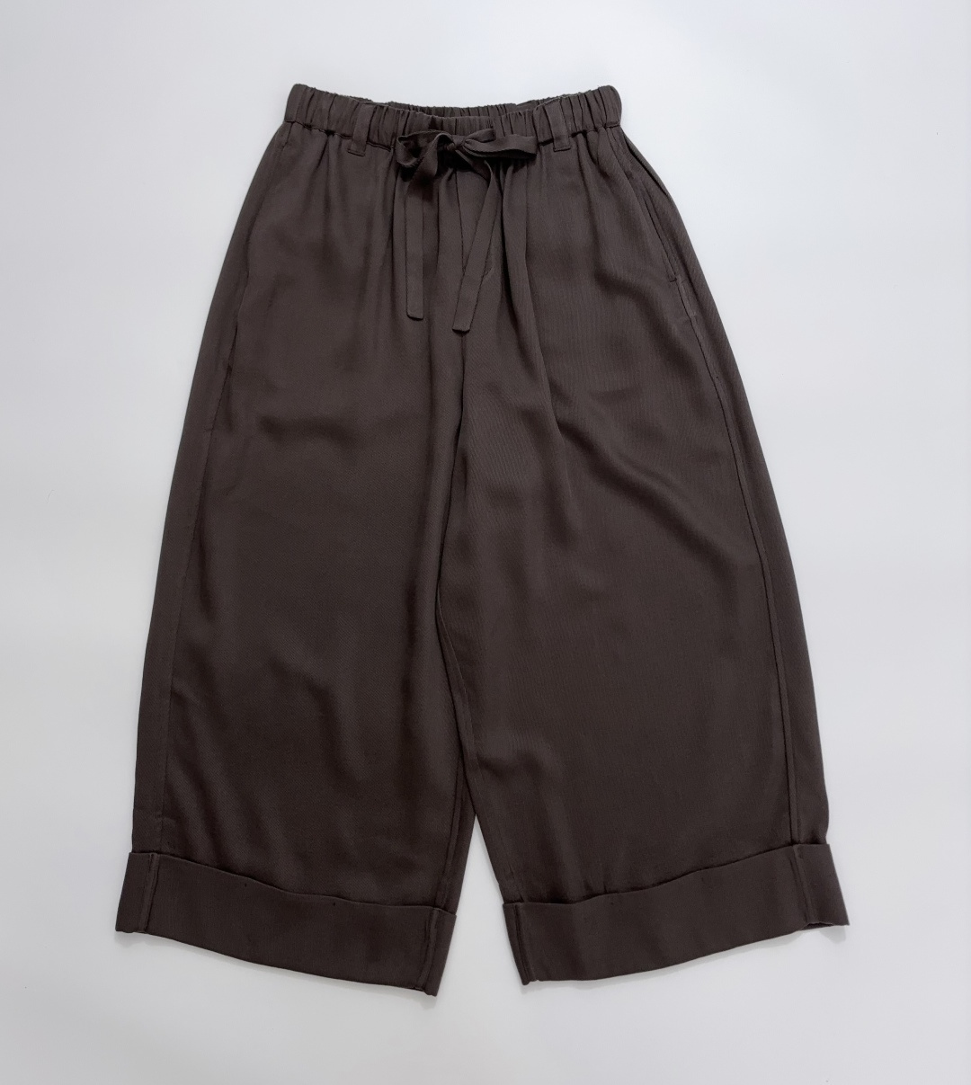 Auti Seminario Elastic Drawstring Wide-Leg Cropped Casual Pants