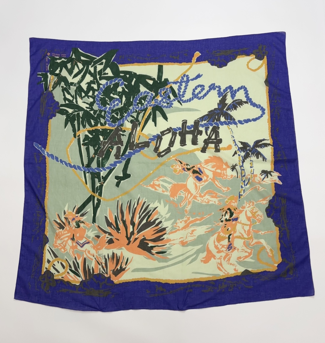 Japanese Niche Hawaiian Island Themed Botanical Dye Pure Cotton Square Scarf